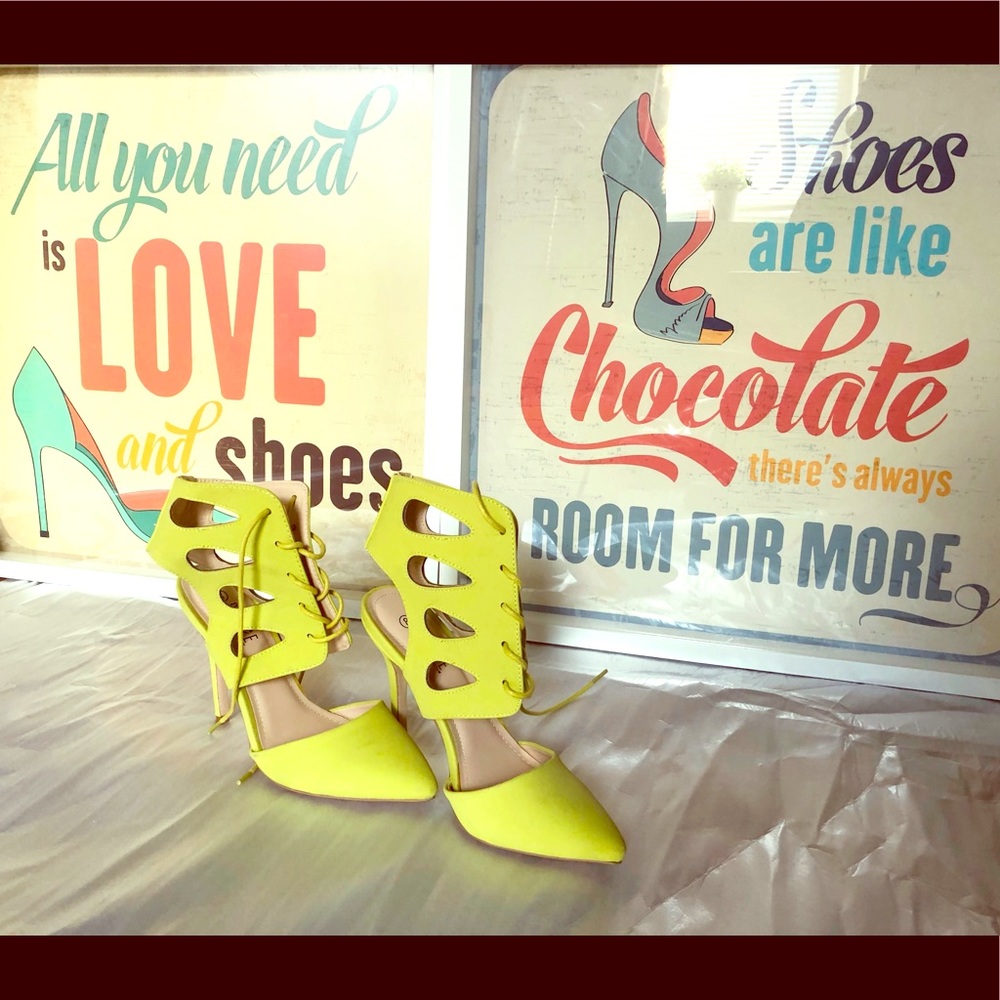 Trendy Neon Green pumps in size 8.